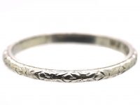 Edwardian Platinum Wedding Ring with Laurel Leaf Motif