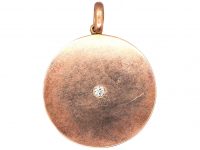 Edwardian 9ct Gold Round Locket set with a Diamond