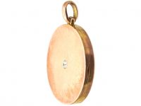 Edwardian 9ct Gold Round Locket set with a Diamond