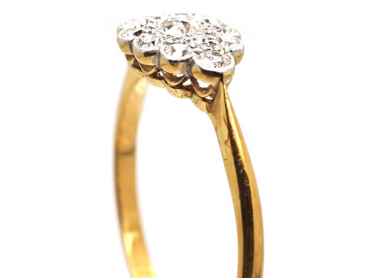 Edwardian 18ct Gold & Platinum, Oval Diamond Cluster Ring