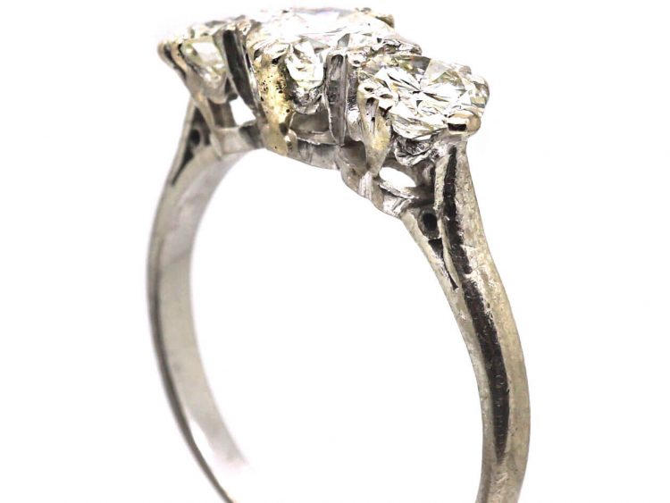 Early 20th Century 18ct White Gold & Platinum Three Stone Diamond Ring