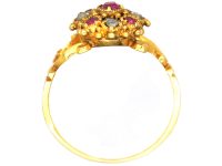 Georgian 18ct Gold, Ruby & Rose Diamond Cluster Ring