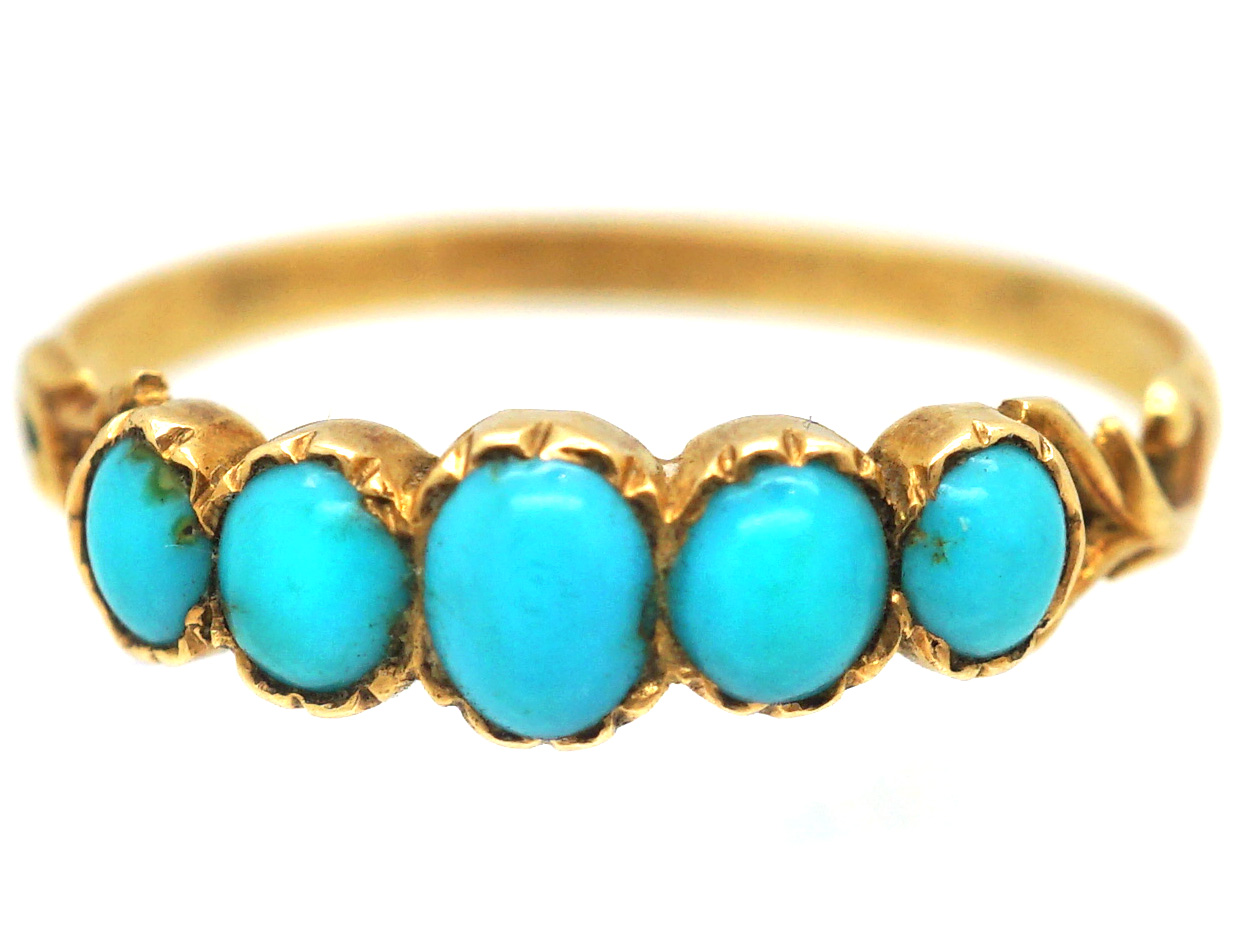 Regency 15ct Gold Five Stone Turquoise Ring (873X) | The Antique ...
