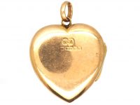 Edwardian 15ct Gold Heart Shaped Locket set with a Diamond