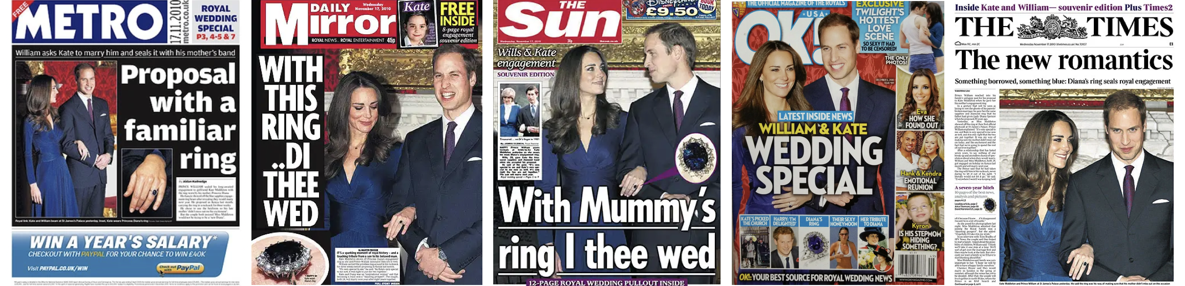 Kate and William proposal front covers