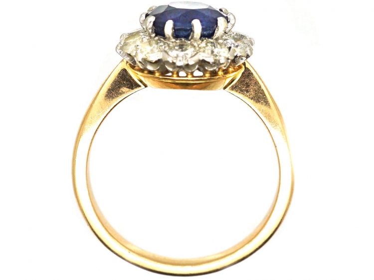 Early 20th Century 18ct Gold & Platinum, Sapphire & Diamond Cluster Ring