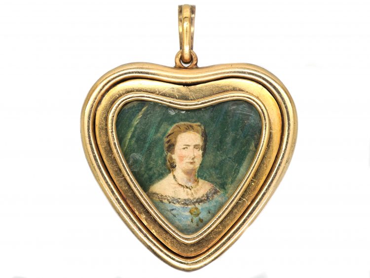 Victorian Large Heart set with Graduated Rose Diamonds in Original Case