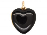 Victorian 18ct Gold & Black Enamel Heart Shaped Locket set with a Natural Pearl & Rose Diamonds