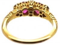 Edwardian 18ct Gold Two Stone Pink Sapphire & Diamond Ring