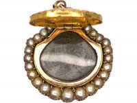 Georgian 9ct Gold Shell Locket with Natural Pearl Surround