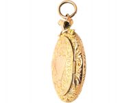 Edwardian 9ct gold Round Locket with Engraved Detail