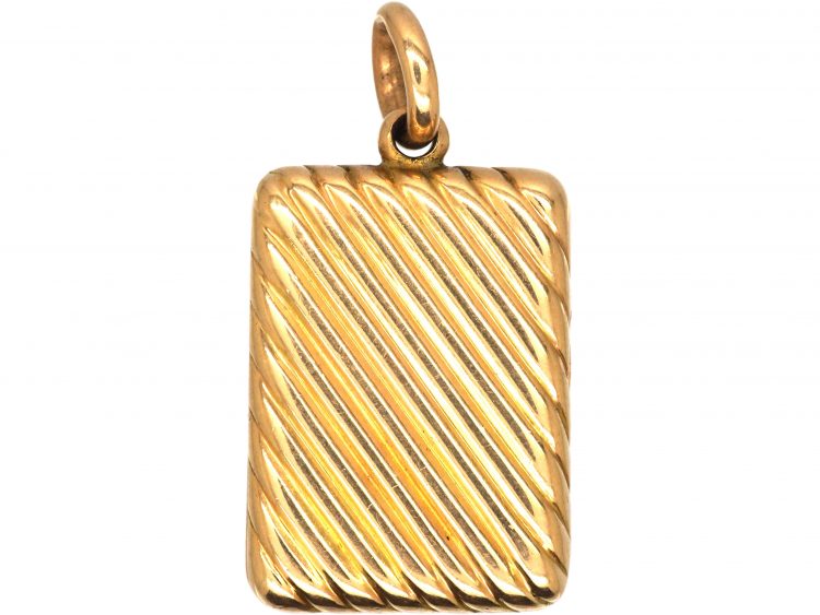 Edwardian 15ct Gold Rectangular Locket with Ridged Detail