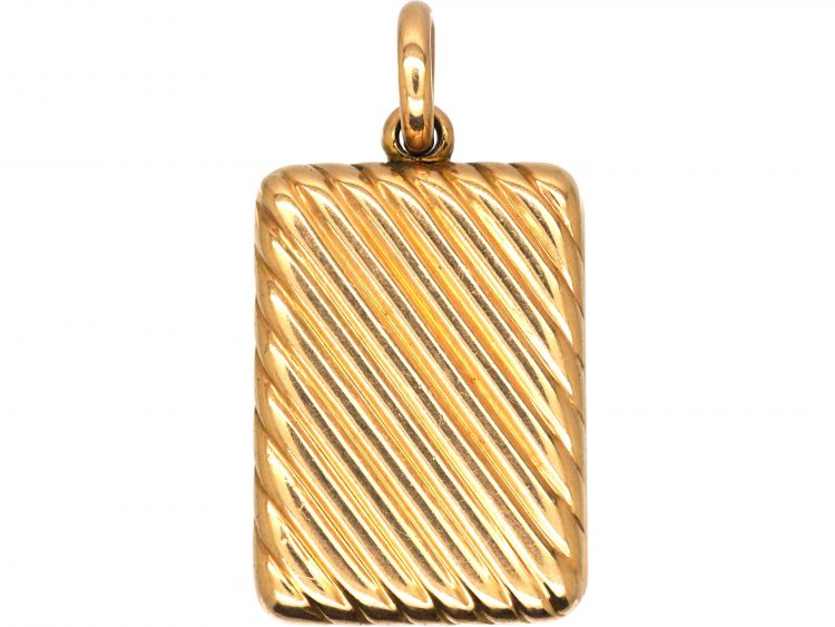 Edwardian 15ct Gold Rectangular Locket with Ridged Detail