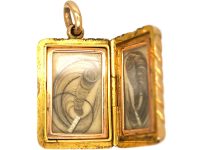 Edwardian 15ct Gold Rectangular Locket with Ridged Detail