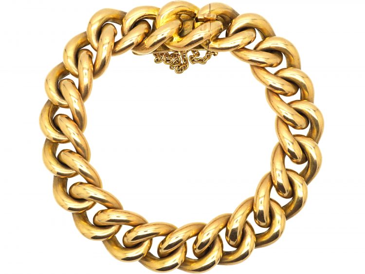 Edwardian 15ct Gold Curb Bracelet