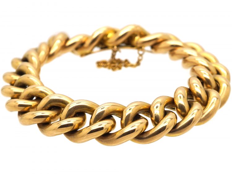 Edwardian 15ct Gold Curb Bracelet