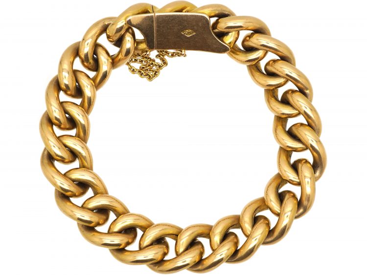 Edwardian 15ct Gold Curb Bracelet