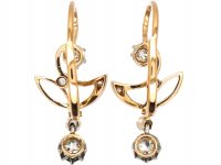 Art Nouveau 18ct Gold & Platinum Earrings set with Diamonds