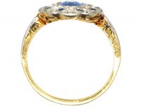 Edwardian 18ct Gold & Platinum Oval Cluster Ring set with Sapphires & Diamonds