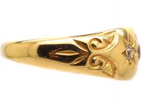 Edwardian 18ct Gold, Three Stone Diamond Gypsy Ring