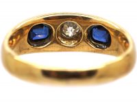 Edwardian 15ct Gold Rub Over Set Sapphire & Diamond Ring