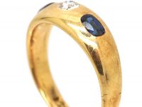 Edwardian 15ct Gold Rub Over Set Sapphire & Diamond Ring