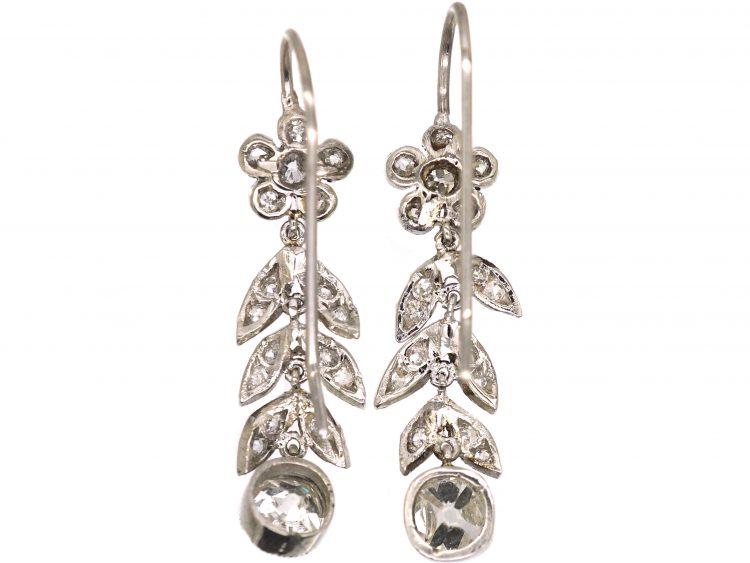 Edwardian Platinum Earrings set with Diamonds