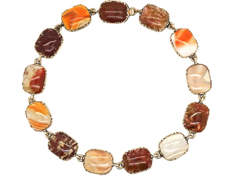 Georgian 9ct Gold Bracelet set with Different Coloured Agates