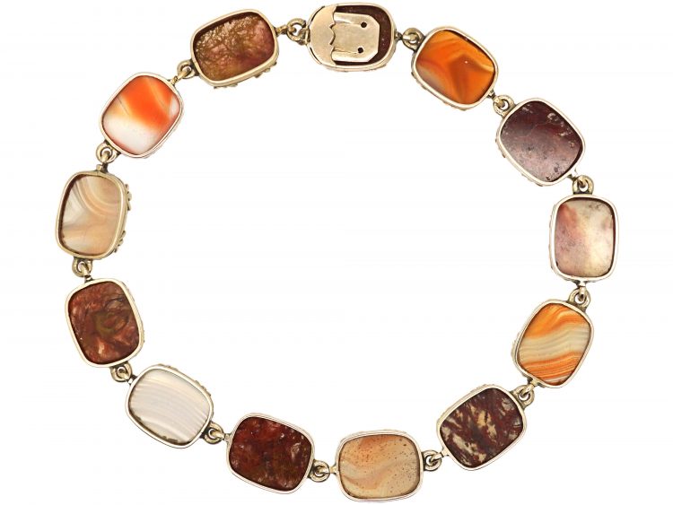 Georgian 9ct Gold Bracelet set with Different Coloured Agates