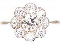 Edwardian Platinum, Diamond Daisy Cluster Ring