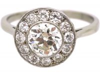 Art Deco 18ct White Gold & Platinum, Diamond Cluster Ring