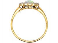 Edwardian 18ct Gold & Platinum, Opal & Diamond Cluster Ring