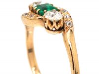 Early 20th Century 14ct Gold, Emerald & Diamond Crossover Ring