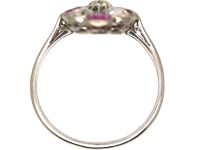 Early 20th Century Platinum, Burma Ruby & Diamond Flower Spray Ring