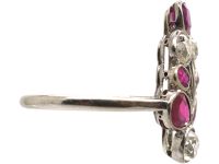 Early 20th Century Platinum, Burma Ruby & Diamond Flower Spray Ring