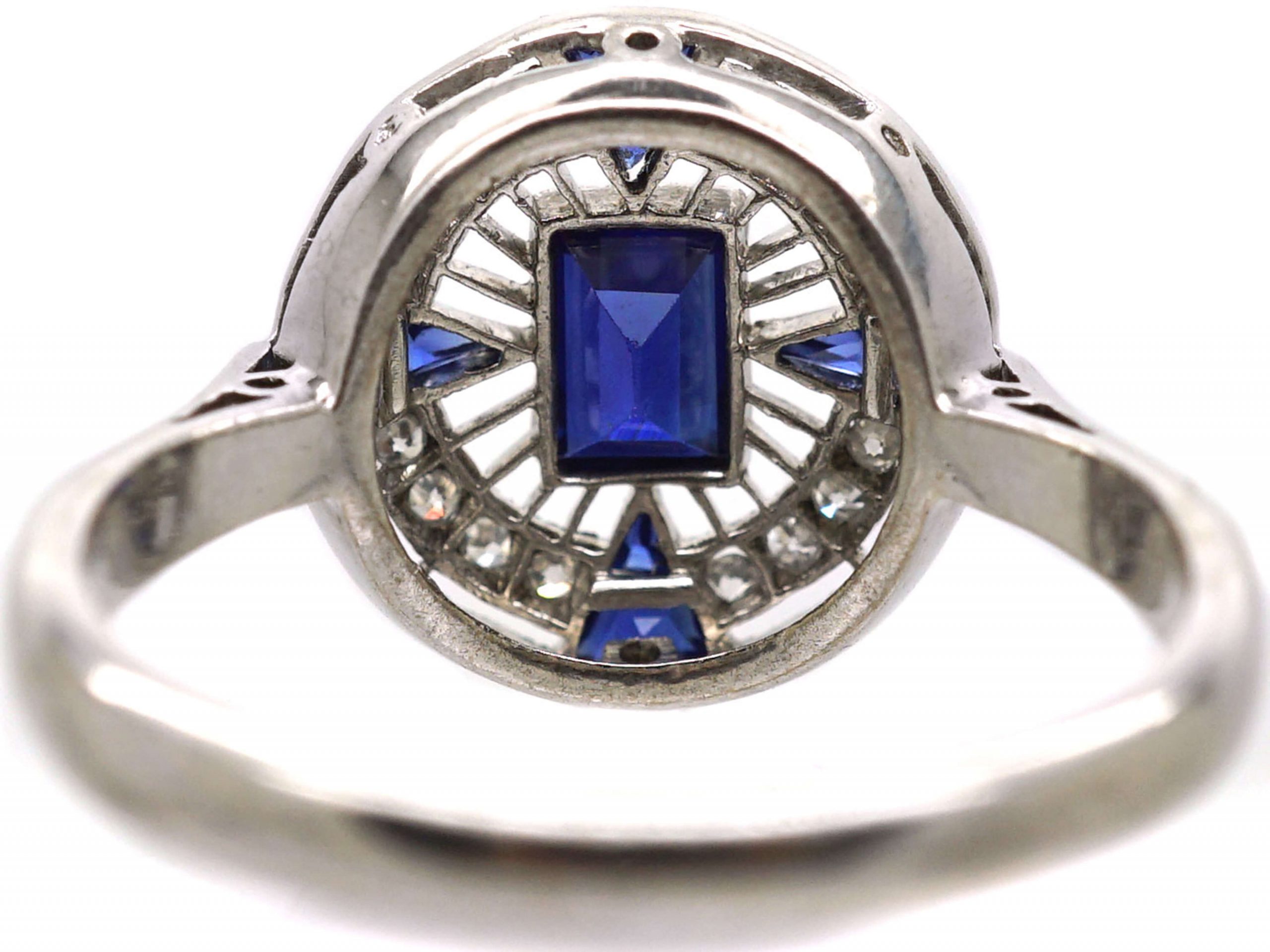 Art Deco 18ct White Gold Target Ring set with Sapphires & Diamonds (48Y ...