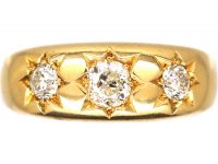 Edwardian 18ct Gold Three Stone Diamond Gypsy Ring