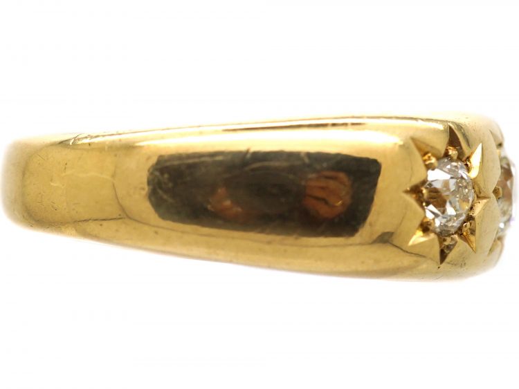 Edwardian 18ct Gold Three Stone Diamond Gypsy Ring