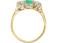 Early 20th Century 18ct Gold & Platinum, Emerald & Diamond Three Stone Ring