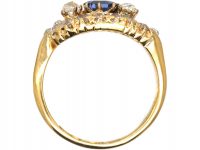 Edwardian 18ct Gold, Sapphire & Diamond Oval Eye  Ring