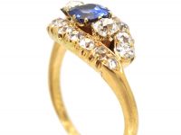 Edwardian 18ct Gold, Sapphire & Diamond Oval Eye  Ring