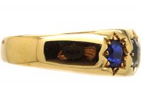 Victorian 18ct Gold Three Stone Sapphire Gypsy Ring