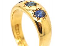 Victorian 18ct Gold Three Stone Sapphire Gypsy Ring