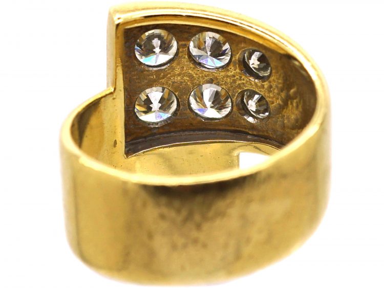 Retro 18ct Gold Buckle Ring set with Diamonds