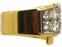 Retro 18ct Gold Buckle Ring set with Diamonds