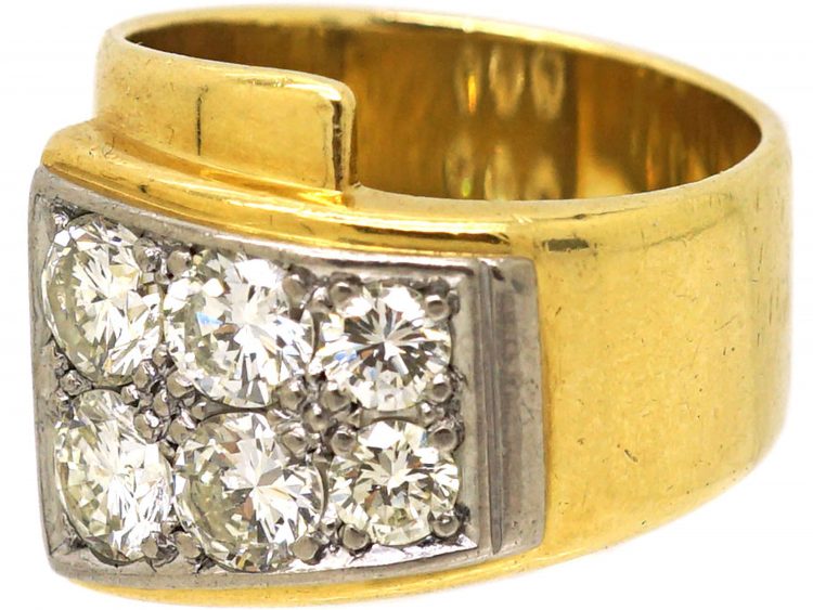 Retro 18ct Gold Buckle Ring set with Diamonds