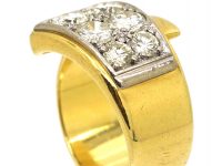 Retro 18ct Gold Buckle Ring set with Diamonds