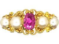 Georgian 15ct Gold, Ruby & Natural Split Pearl Ring