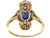 Early 20th Century 18ct Gold & Platinum Oval Cluster Ring set with Diamonds & a Sapphire