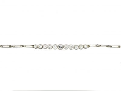 Early 20th Century 18ct White Gold & Platinum, Diamond Line Bracelet